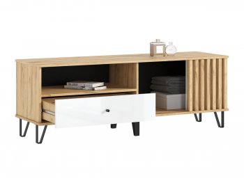 Тумба ТВ (1500) Роджина крафт/белый (Миф) в Артёмовском - artyomovskij.mebel-e96.ru