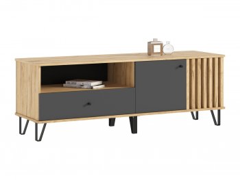 Тумба ТВ (1500) Роджина крафт/графит (Миф) в Артёмовском - artyomovskij.mebel-e96.ru