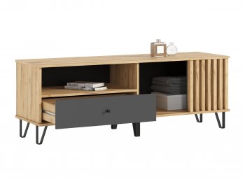 Тумба ТВ (1500) Роджина крафт/графит (Миф) в Артёмовском - artyomovskij.mebel-e96.ru