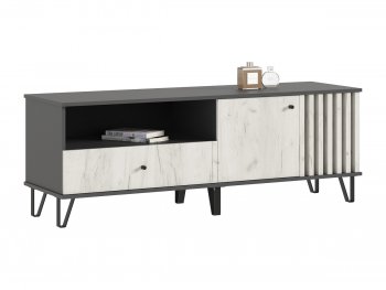 Тумба ТВ (1500) Роджина крафт белый/графит (Миф) в Артёмовском - artyomovskij.mebel-e96.ru