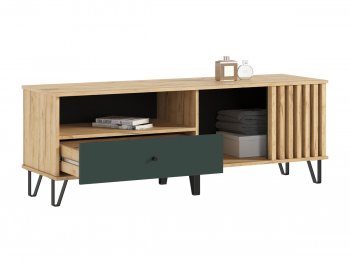 Тумба ТВ (1500) Роджина крафт/изумрудный (Миф) в Артёмовском - artyomovskij.mebel-e96.ru