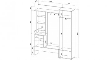 Прихожая Сабрина Дуб вотан/графит (Лин) в Артёмовском - artyomovskij.mebel-e96.ru