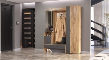 Прихожая Сабрина Дуб вотан/графит (Лин) в Артёмовском - artyomovskij.mebel-e96.ru