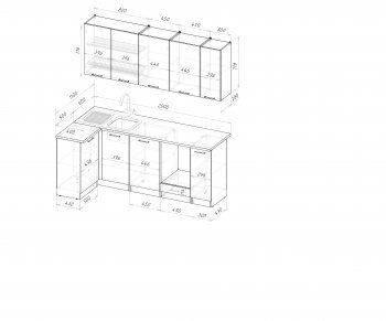 Угловой кухонный гарнитур Шелли прайм 400_1100х2000 мм (Герда) в Артёмовском - artyomovskij.mebel-e96.ru