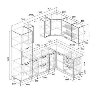 Угловой кухонный гарнитур Фьюжн 2400*1600 мм Sanvut в Артёмовском - artyomovskij.mebel-e96.ru