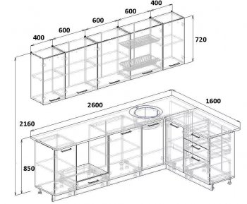 Кухонный гарнитур угловой Ниагара МДФ/ЛДСП 2600*1600 мм (Санвут) в Артёмовском - artyomovskij.mebel-e96.ru