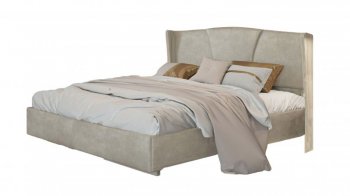 Кровать с ПМ 1600 мм Шер КР-23-М-16 дуб сер/микровел.Alpina 2 (СанТан) в Артёмовском - artyomovskij.mebel-e96.ru