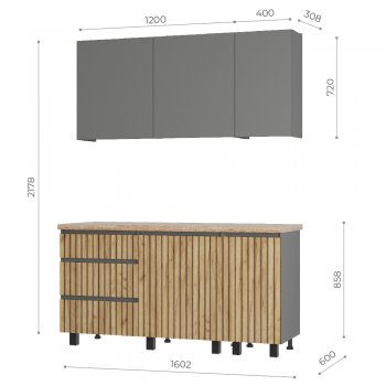 Кухонный гарнитур Шерлок 1600 мм (БТС) в Артёмовском - artyomovskij.mebel-e96.ru