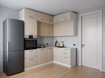 Кухонный гарнитур угловой Шимо МДФ  2200*1700 мм (Санвут) в Артёмовском - artyomovskij.mebel-e96.ru