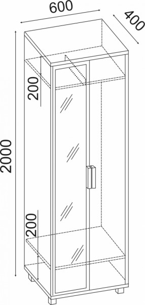 Шкаф 600 с зеркалом West (Риннер) в Артёмовском - artyomovskij.mebel-e96.ru