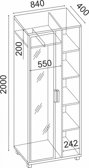 Шкаф 800 с зеркалом West (Риннер) в Артёмовском - artyomovskij.mebel-e96.ru