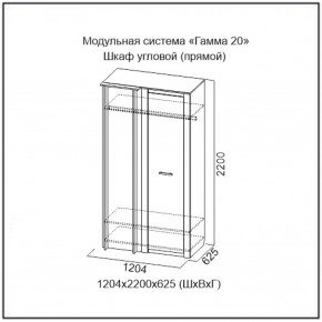 Шкаф угловой (ПРЯМОЙ) серия Гамма-20 в Артёмовском - artyomovskij.mebel-e96.ru