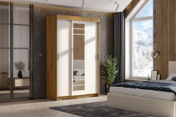 Шкаф-купе ШКП-7 1300 мм золотой/белый (СВ) в Артёмовском - artyomovskij.mebel-e96.ru