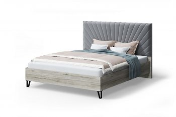 Кровать с ПМ Сильвия с мягк.изголов/царги ЛДСП Stone (серый)/Дуб серый, 1600 (МЛК) в Артёмовском - artyomovskij.mebel-e96.ru
