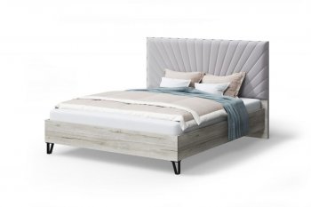 Кровать Сильвия с мягк.изголов/царги ЛДСП Moonlight (серо-бежевый)/Дуб серый, 1600 (МЛК) в Артёмовском - artyomovskij.mebel-e96.ru