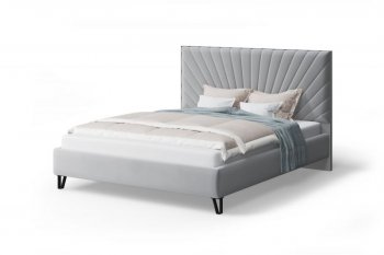 Кровать с ПМ Сильвия мягкая Stone (серый), 1600 (МЛК) в Артёмовском - artyomovskij.mebel-e96.ru