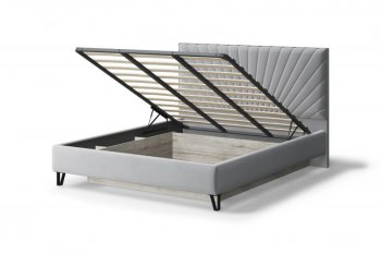 Кровать с ПМ Сильвия мягкая Stone (серый), 1600 (МЛК) в Артёмовском - artyomovskij.mebel-e96.ru