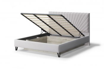 Кровать с ПМ Сильвия мягкая Moonlight (серо-бежевый), 1600 (МЛК) в Артёмовском - artyomovskij.mebel-e96.ru