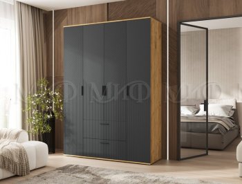 Шкаф 1600 мм Сильвия, крафт/графит (Миф) в Артёмовском - artyomovskij.mebel-e96.ru