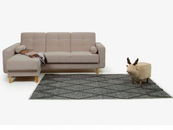 Диван угловой Скандинавия Лайт левый, велюр Мегаполис 15 (бежевый) (Аврора) в Артёмовском - artyomovskij.mebel-e96.ru