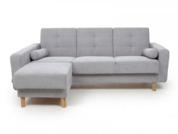 Диван угловой Скандинавия Лайт левый, велюр Палермо смок (светло-серый) (Аврора) в Артёмовском - artyomovskij.mebel-e96.ru