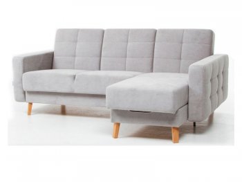 Диван угловой Скандинавия Лайт правый, велюр Палермо смок (светло-серый) (Аврора) в Артёмовском - artyomovskij.mebel-e96.ru