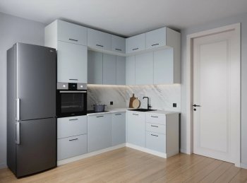 Кухонный гарнитур угловой Смоки МДФ 2200*1700 мм (Санвут) в Артёмовском - artyomovskij.mebel-e96.ru