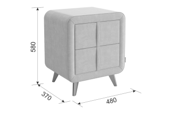 Тумба прикроватная Софи 3 грей алькантара (Мебельсон) в Артёмовском - artyomovskij.mebel-e96.ru