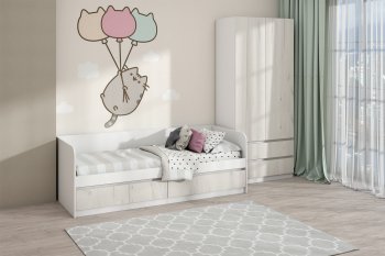 Кровать Соната 900 белый/крафт белый (Зарон) в Артёмовском - artyomovskij.mebel-e96.ru