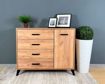 Комод-Тумба (1дв,4ящ) SVETLANA LOFT, дуб золотой (Генезис) в Артёмовском - artyomovskij.mebel-e96.ru