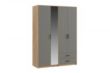 Шкаф 1500 мм  4-х ств. с зеркалом 2 ящ. SVETLANA LOFT, Дуб золотой/Серый (Генезис) в Артёмовском - artyomovskij.mebel-e96.ru