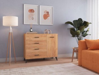 Комод-Тумба (1дв,4ящ) SVETLANA LOFT, дуб золотой (Генезис) в Артёмовском - artyomovskij.mebel-e96.ru