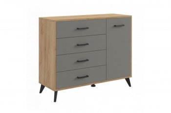 Комод-Тумба (1дв,4ящ) SVETLANA LOFT, дуб золотой/серый (Генезис) в Артёмовском - artyomovskij.mebel-e96.ru