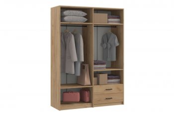 Шкаф 1500 мм  4-х ств. с зеркалом 2 ящ. SVETLANA LOFT, дуб золотой (Генезис) в Артёмовском - artyomovskij.mebel-e96.ru