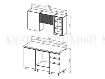 Кухонный гарнитур Техно-6 1500 мм (Миф) в Артёмовском - artyomovskij.mebel-e96.ru