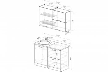 Кухонный гарнитур Терция лайт 1200 мм (Герда) в Артёмовском - artyomovskij.mebel-e96.ru