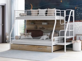 Кровать двухъярусная Толедо-1ПЯ с ящиком и полкой Белый в Артёмовском - artyomovskij.mebel-e96.ru