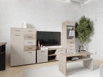 Тумба ТВ Турин ЛДСП крафт серый/кашемир (ВВР) в Артёмовском - artyomovskij.mebel-e96.ru