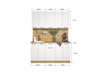 КУхонный гарнитур Валерия 1600 мм вотан/белый(Сурская) в Артёмовском - artyomovskij.mebel-e96.ru