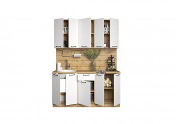 КУхонный гарнитур Валерия 1600 мм вотан/белый(Сурская) в Артёмовском - artyomovskij.mebel-e96.ru