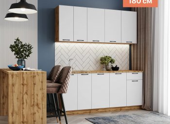 КУхонный гарнитур Валерия 1800 мм вотан/белый (Сурская) в Артёмовском - artyomovskij.mebel-e96.ru