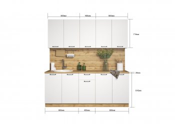 КУхонный гарнитур Валерия 2000 мм вотан/белый (Сурская) в Артёмовском - artyomovskij.mebel-e96.ru