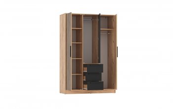 Шкаф 1300 мм 83.08 Вегас (3-х дв.) черный (Олмеко) в Артёмовском - artyomovskij.mebel-e96.ru