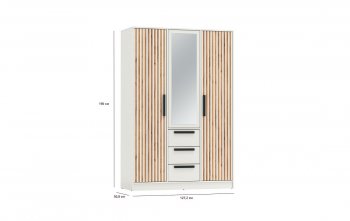 Шкаф 1300 мм 83.08 Вегас (3-х дв.) белый (Олмеко) в Артёмовском - artyomovskij.mebel-e96.ru