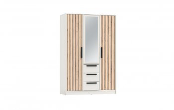 Шкаф 1300 мм 83.08 Вегас (3-х дв.) белый (Олмеко) в Артёмовском - artyomovskij.mebel-e96.ru