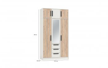 Шкаф 1300 мм 83.08 Вегас (3-х дв.) с зерк. и антресолью белый (Олмеко) в Артёмовском - artyomovskij.mebel-e96.ru