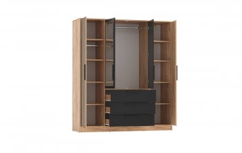 Шкаф 1700 мм 83.07 Вегас (4-х дв.) черный (Олмеко) в Артёмовском - artyomovskij.mebel-e96.ru