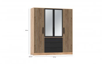 Шкаф 1700 мм 83.07 Вегас (4-х дв.) черный (Олмеко) в Артёмовском - artyomovskij.mebel-e96.ru