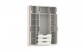 Шкаф 1700 мм 83.07 Вегас (4-х дв.) с зерк. и антресолью белый (Олмеко) в Артёмовском - artyomovskij.mebel-e96.ru