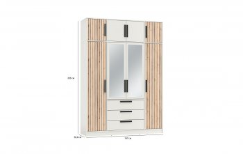 Шкаф 1700 мм 83.07 Вегас (4-х дв.) с зерк. и антресолью белый (Олмеко) в Артёмовском - artyomovskij.mebel-e96.ru